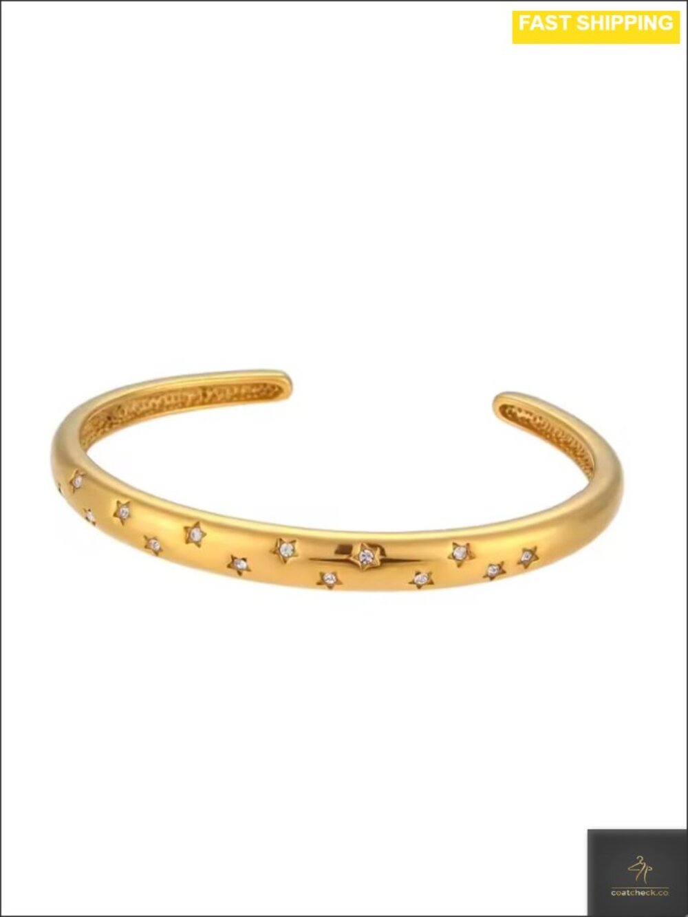 14K Gold & Silver Plated Adjustable Cuff Bracelet Minimalist Star Bangle